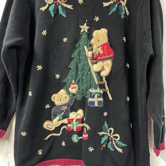 Not So Ugly Christmas Sweater Teddy Bears Decorating Tree Bows XL - Picture 6 of 9